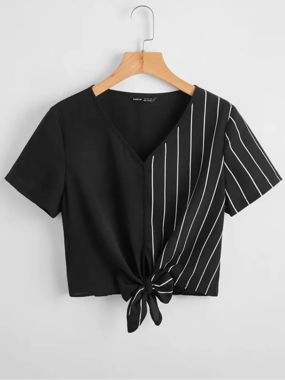 SHEIN Striped Tie-front Top